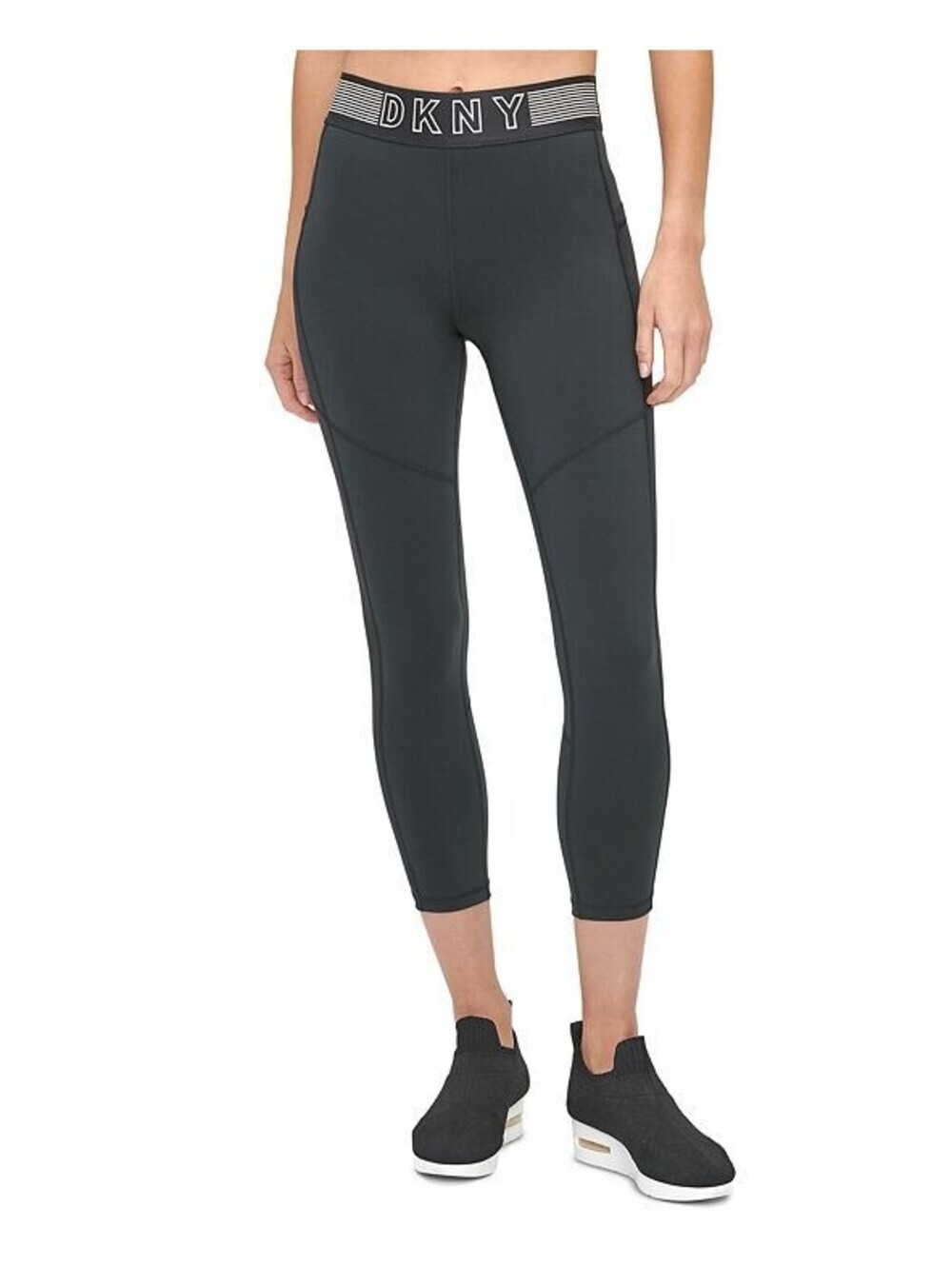 DKNY Womens Sport Mesh-Trimmed High-Waist Cropped Leggings Size XS